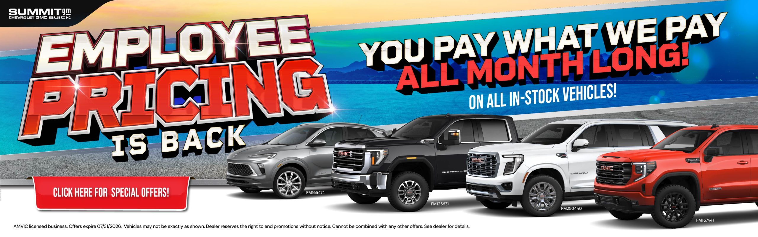 Employee pricing is back on all in-stock vehicles at Summit GM!