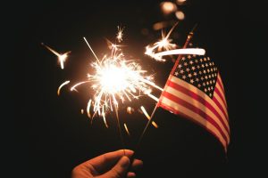 Firework Sparkler and Mini American Flag