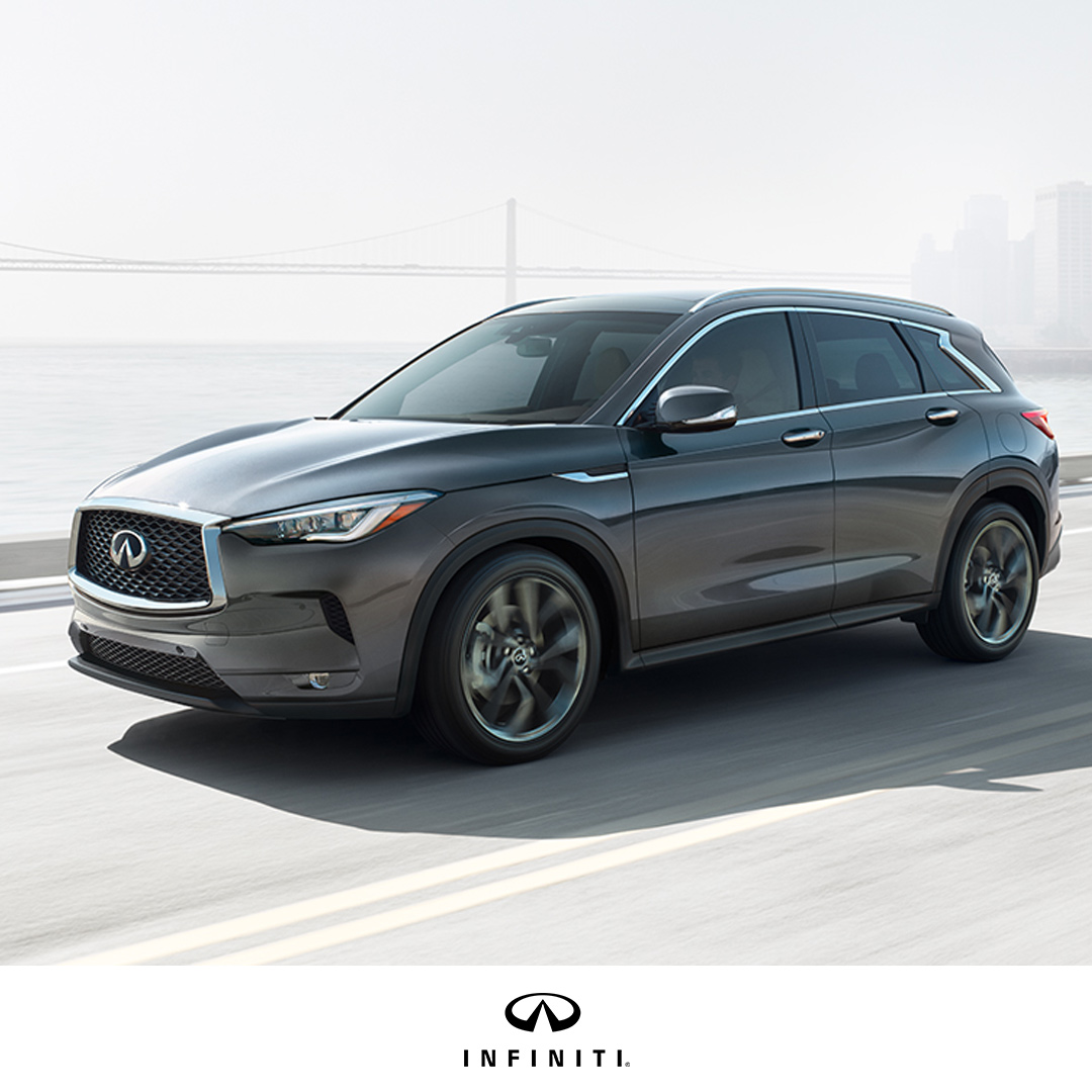 2020 INFINITI QX50 in front of a Bay Bridge