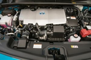 Engine appearance of the 2021 Toyota Prius Prime available at Midlands Toyota