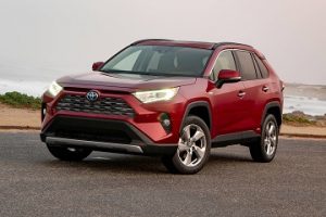 Exterior appearance of the 2021 Toyota RAV4 Hybrid available at Midlands Toyota