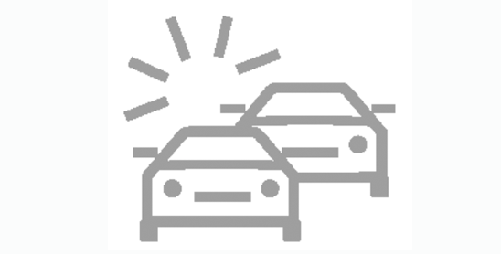 Icon of 2 cars depicting rear end collision