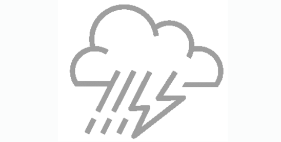 icon of cloud with rain and lightning bolt