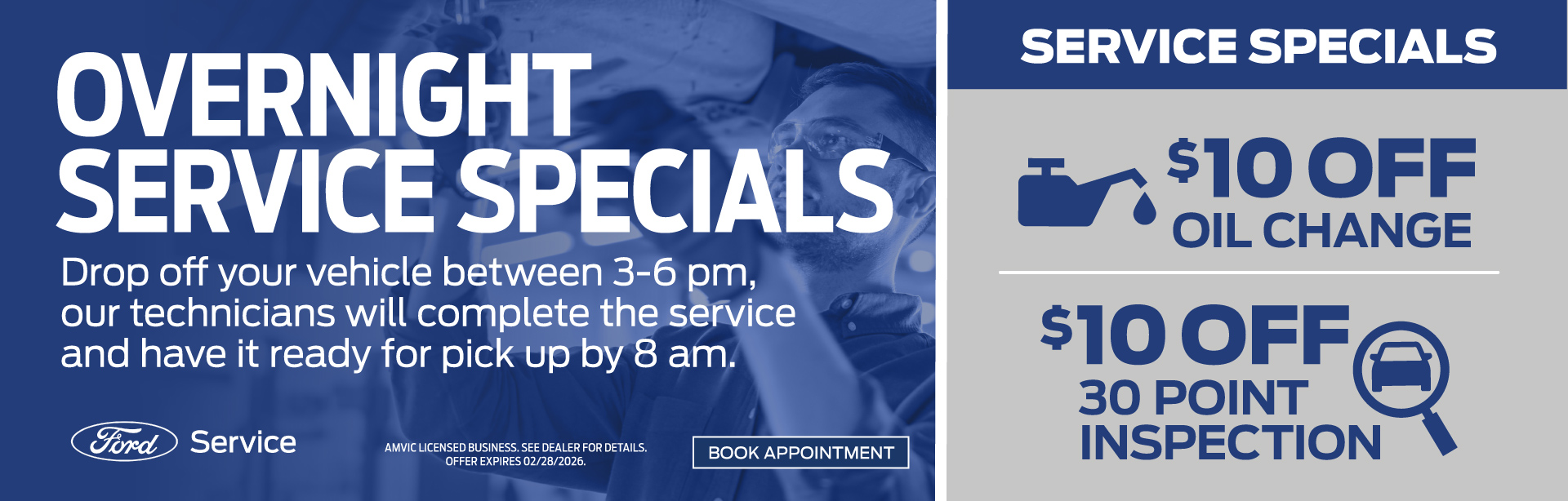 Overnight service specials
