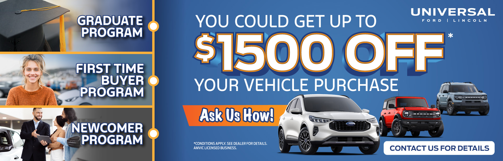 Universal Ford Lincoln Student Graduate Program: Up to $1,500 OFF