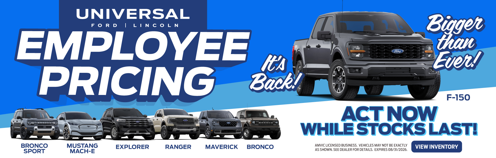 Employee pricing. It's back. Bigger than ever!