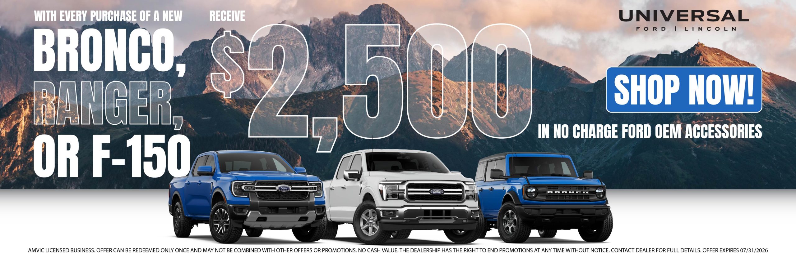 Bronco, Ranger, or F-150 accessories offer