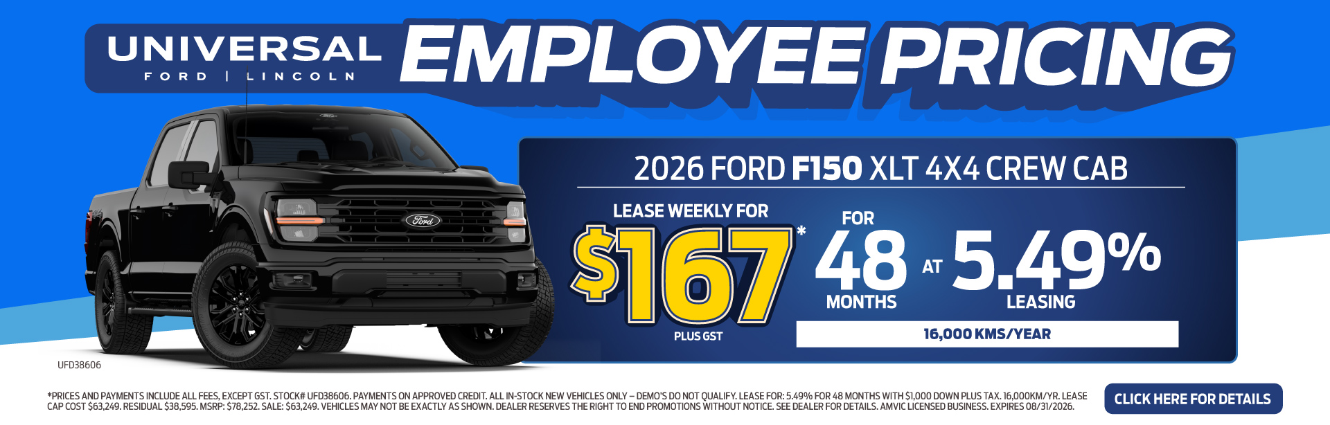 2026 FORD F150 XLT 4X4 CREW CAB LEASE WEEKLY FOR FOR 48~5.49%