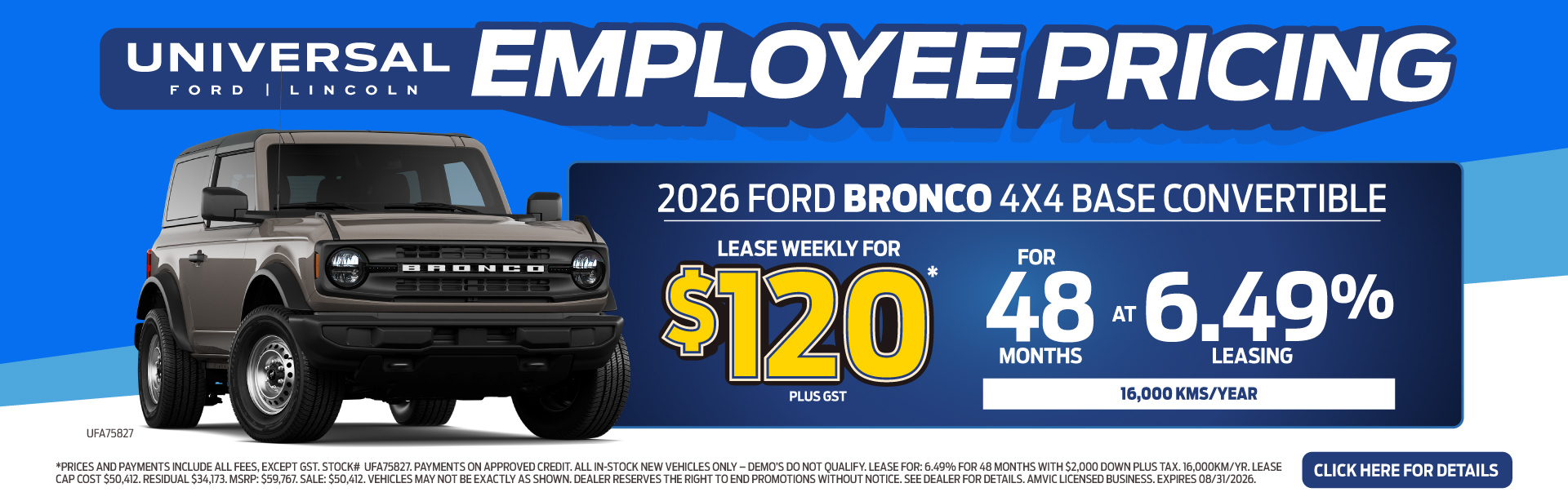 2026 FORD BRONCO 4X4 BASE CONVERTIBLE LEASE WEEKLY FOR $120 48-6.49%