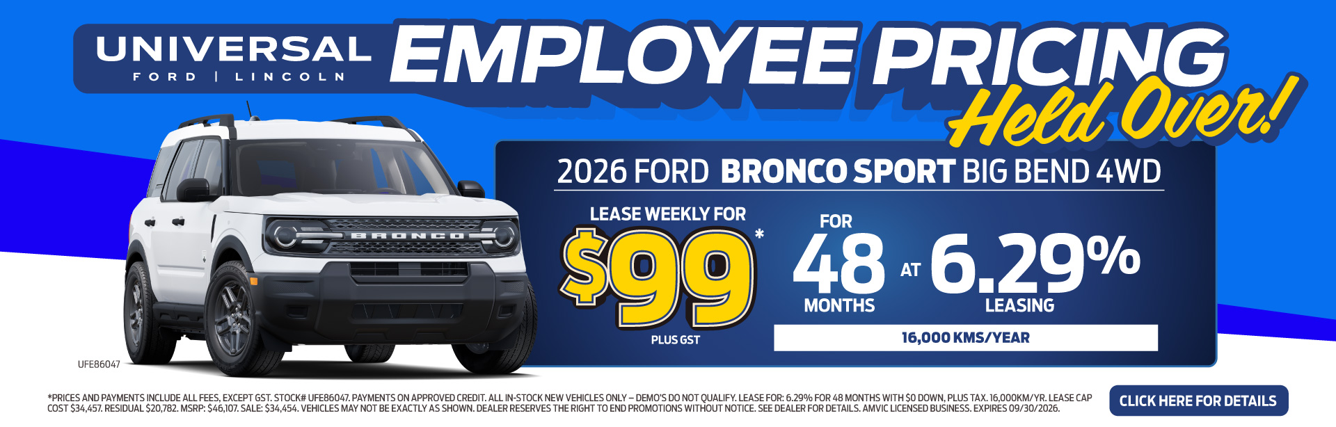 2026 FORD BRONCO SPORT BIG BEND 4WD LEASE WEEKLY FOR $99 PLUS GST 48-6.29%