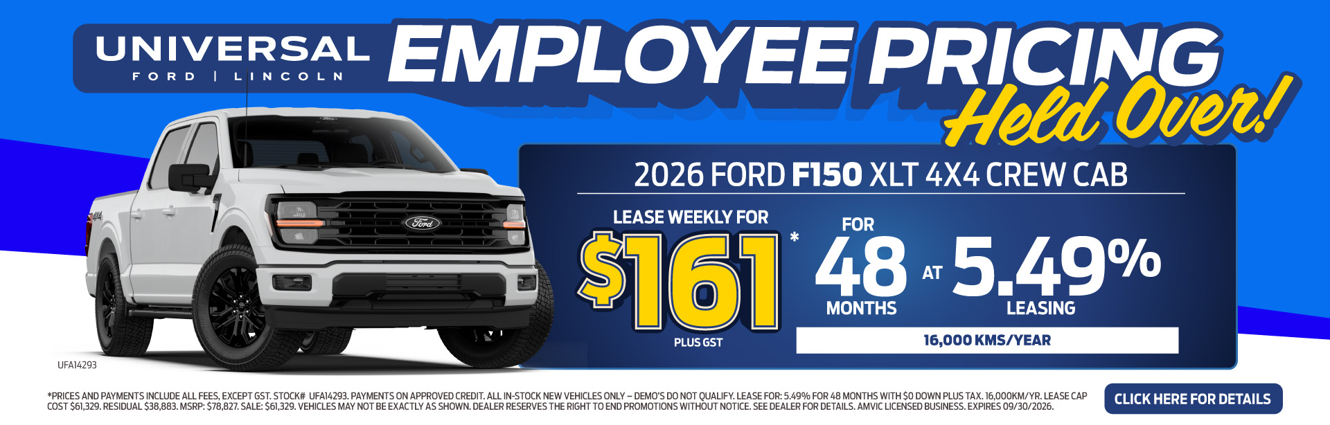 2026 FORD F150 XLT 4X4 CREW CAB LEASE WEEKLY FOR FOR 48+5.49%
