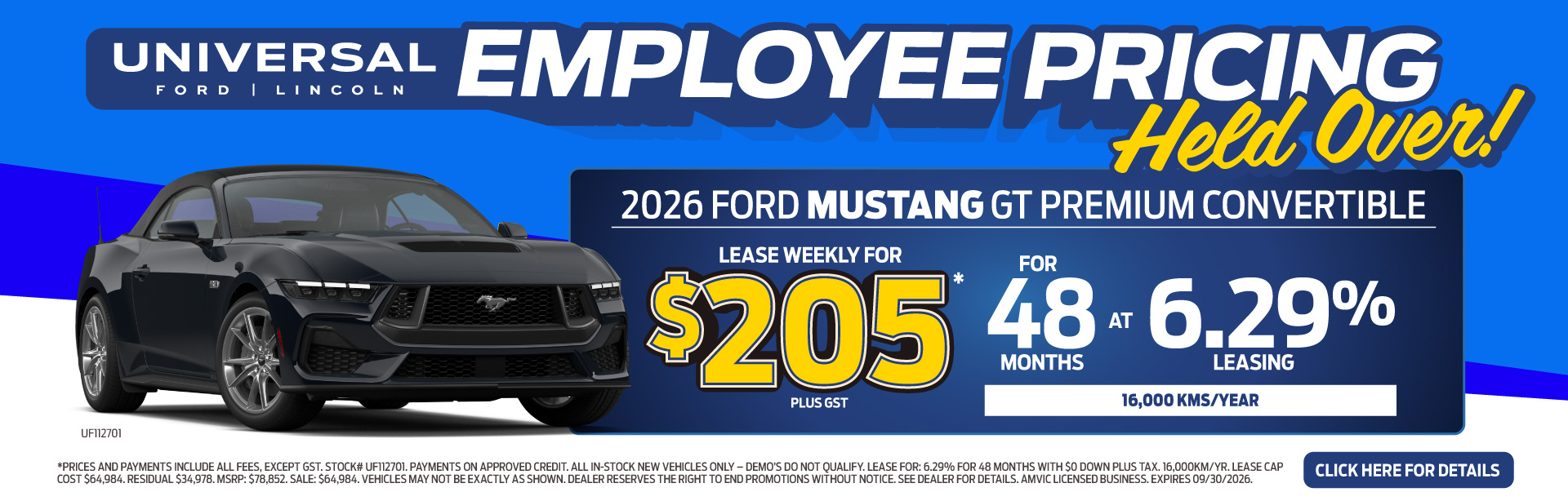 2026 FORD MUSTANG GT PREMIUM CONVERTIBLE LEASE WEEKLY FOR $205 48-6.29%