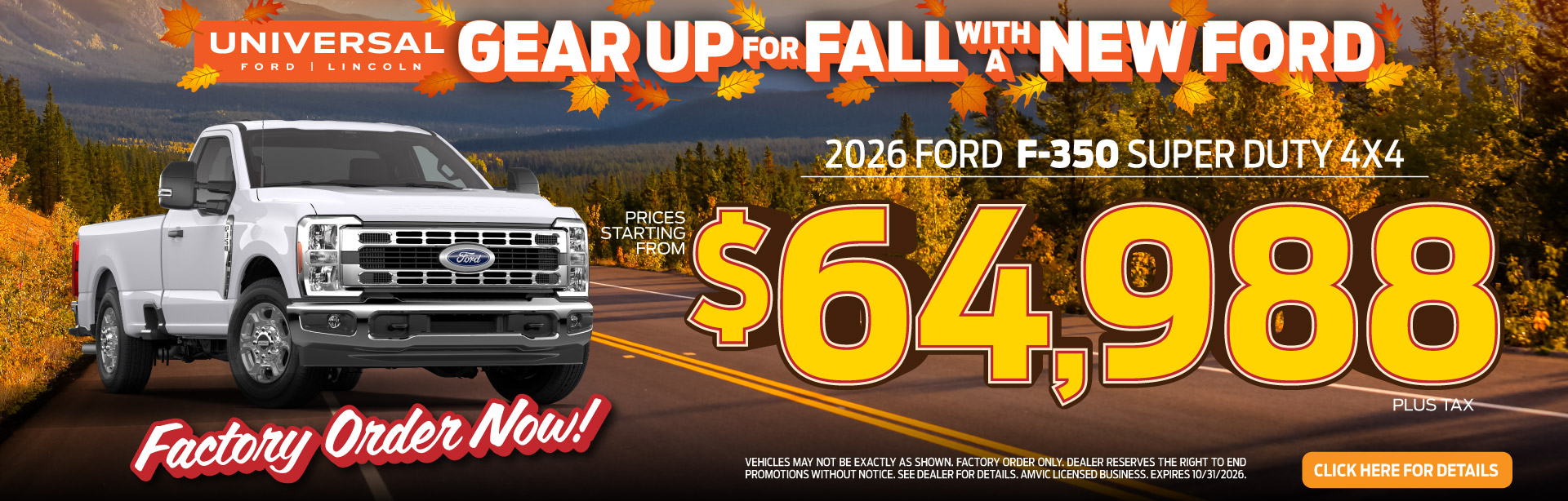 2026 FORD F-350 SUPER DUTY 4X4 $64,988