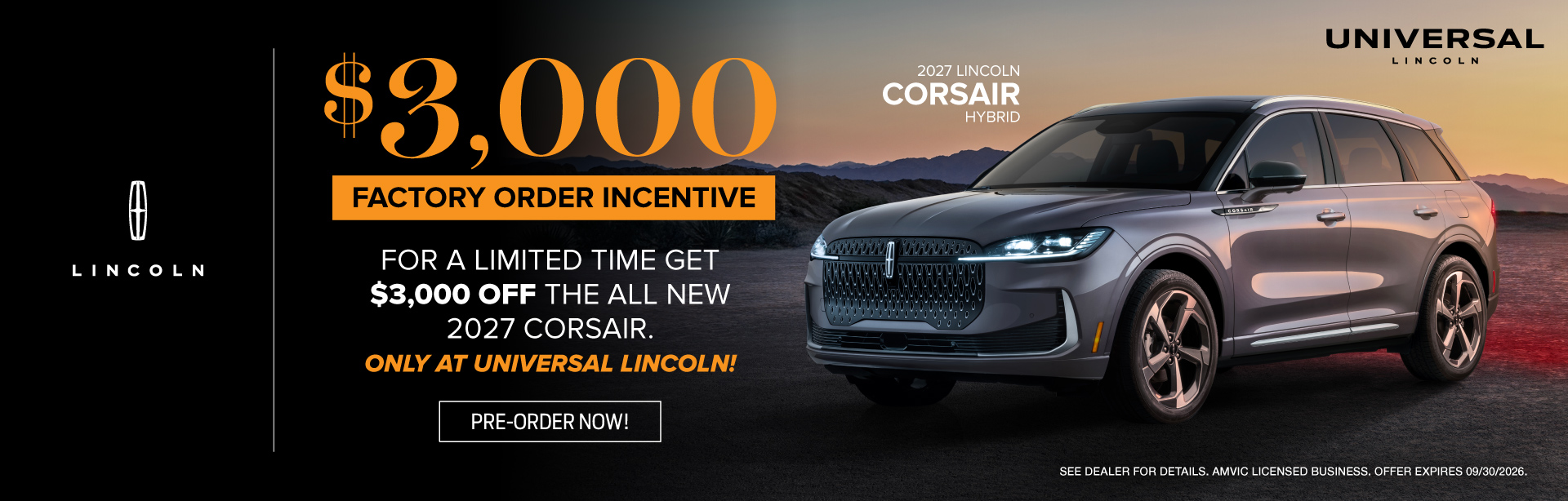 Lincoln Corsair Factory Order Incentive