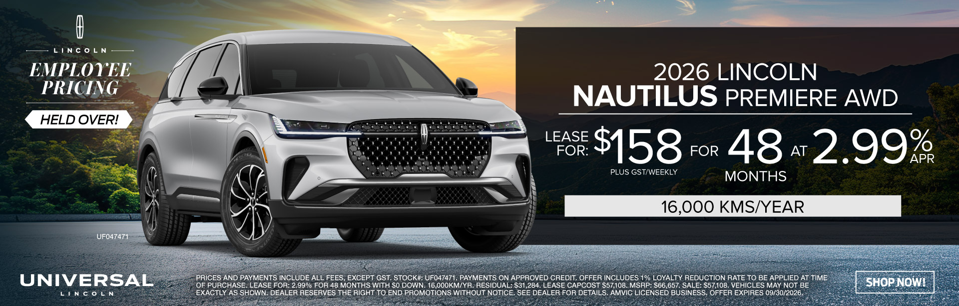 2026 Lincoln Nautilus Premiere Lease offer