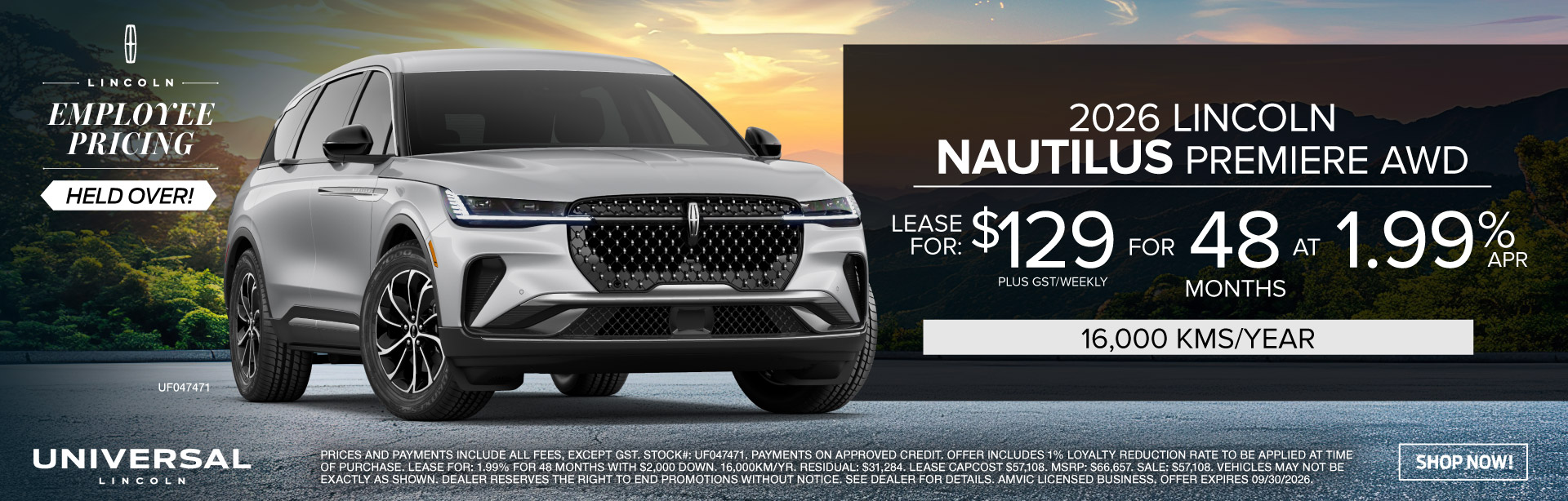 2026 Lincoln Nautilus Lease and APR Offers at Universal Lincoln