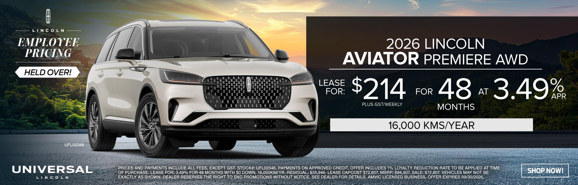 2026 Lincoln Aviator Premiere Lease offer