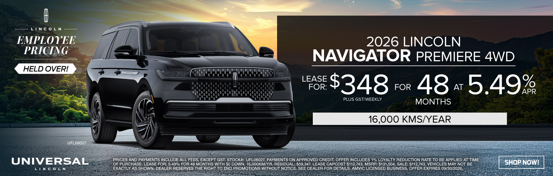 2026 Lincoln Navigator Premiere Lease offer