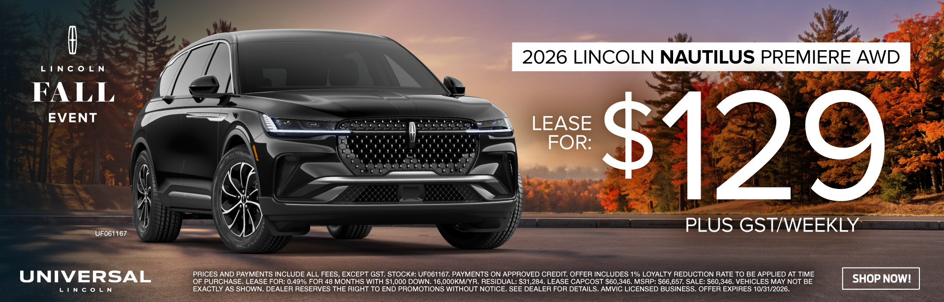 Lincoln Nautilus Lease Offer at Universal Lincoln in Calgary, AB