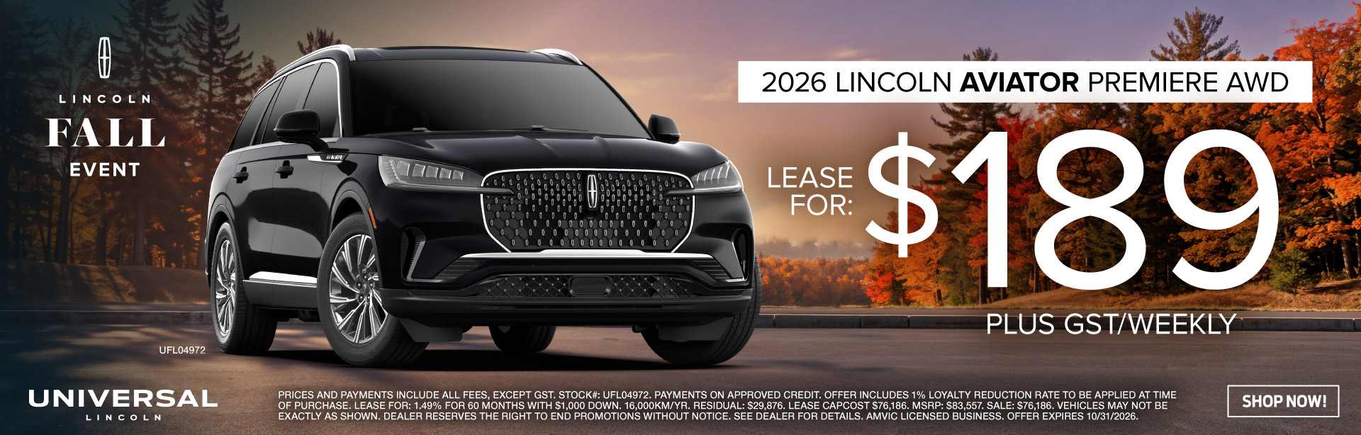 Lincoln Aviator Lease Offer at Universal Lincoln in Calgary, AB