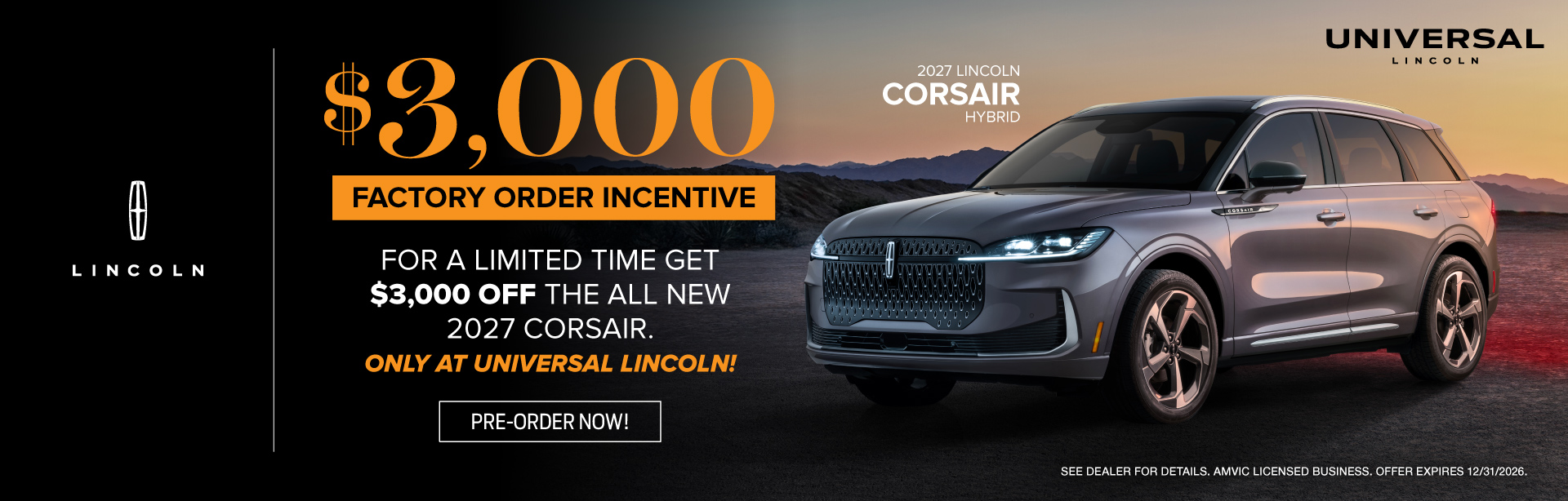 $3,000 Factory Incentives at Universal Lincoln in Calgary, AB