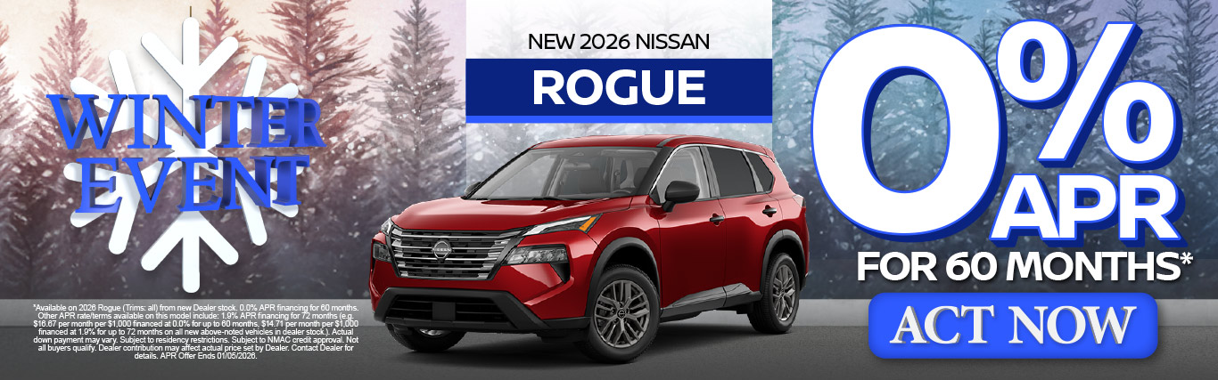 SAM - Rogue New 2026 Nissan Rogue 0% APR for 60 Months