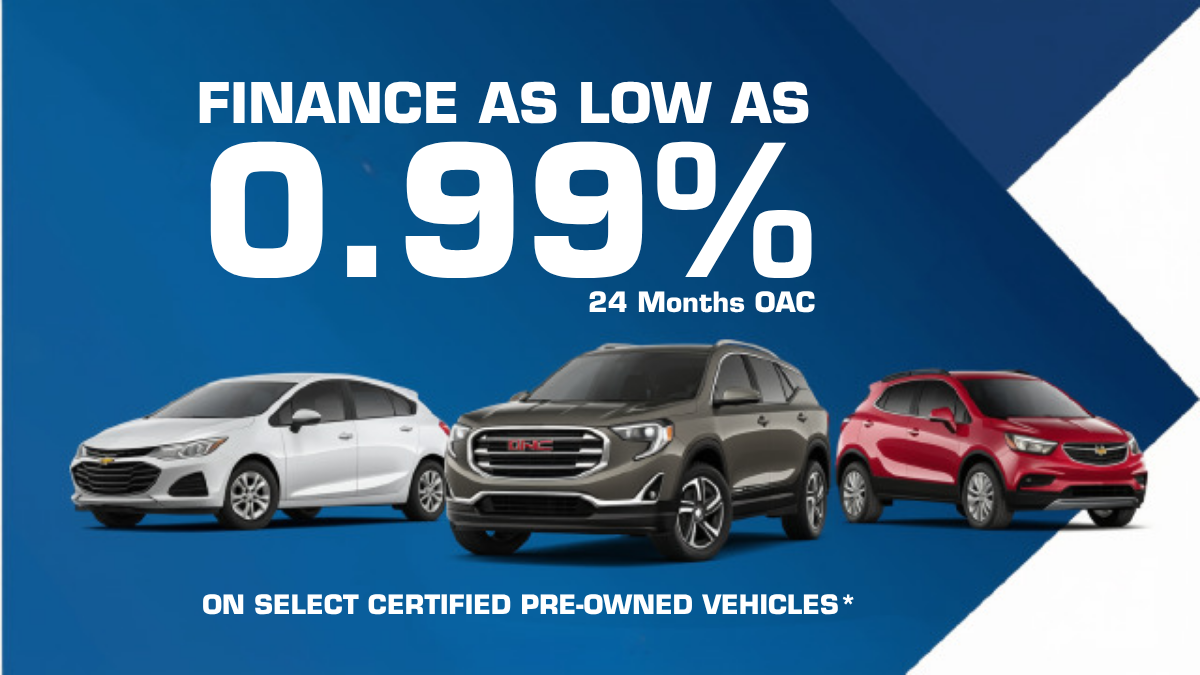 As low as 0.99% financing for 24 months on select Certified Pre-Owned vehicles