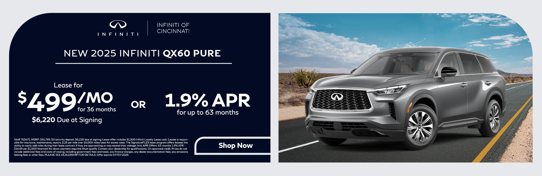 qx60 Pure lease offer