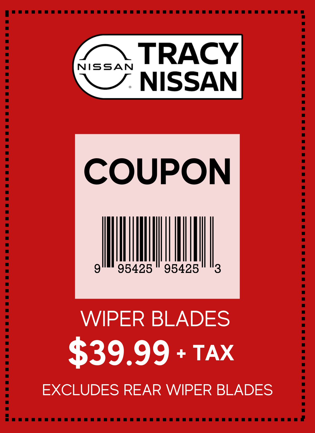 Wiper Blades $39.99 + Tax