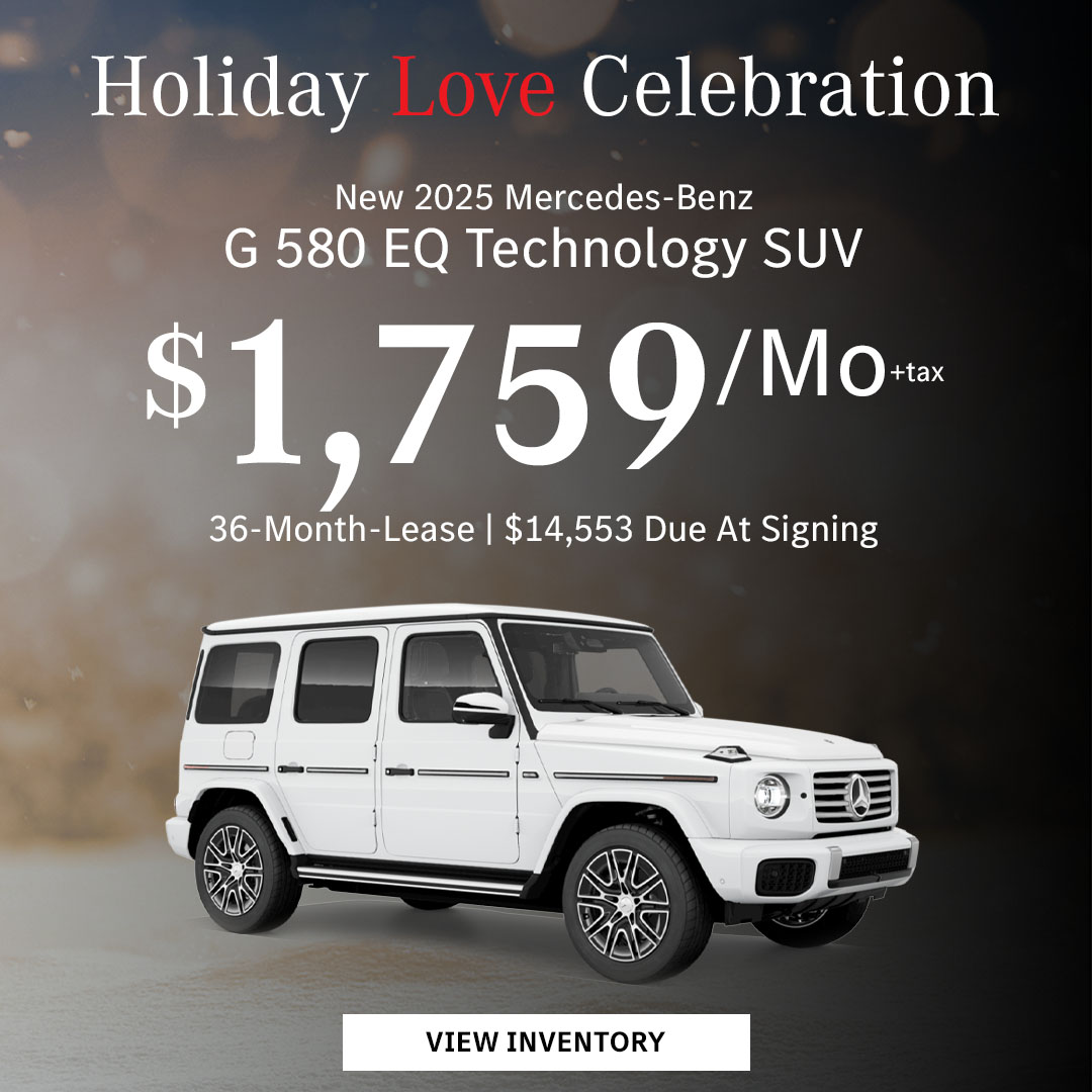 New 2025 Mercedes-Benz G 580 EQ Technology SUV Lease for $1,759/month + tax per month for 36 Months Only $14,553 Due At Signing