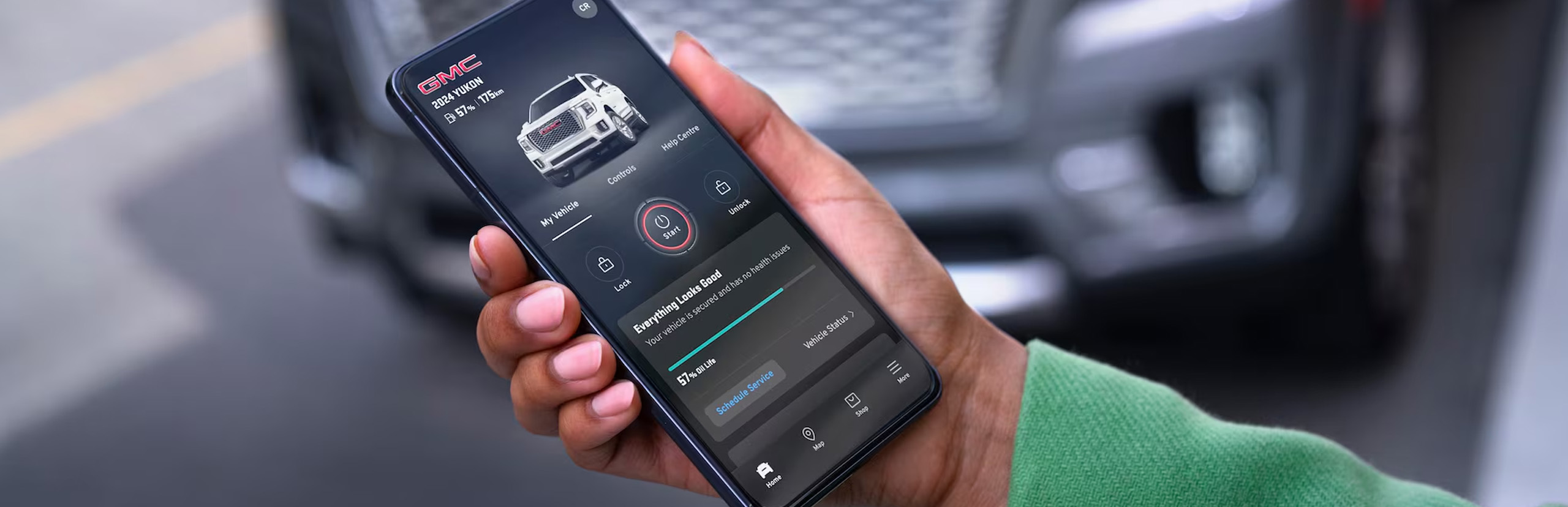 myGMC mobile app on smartphone