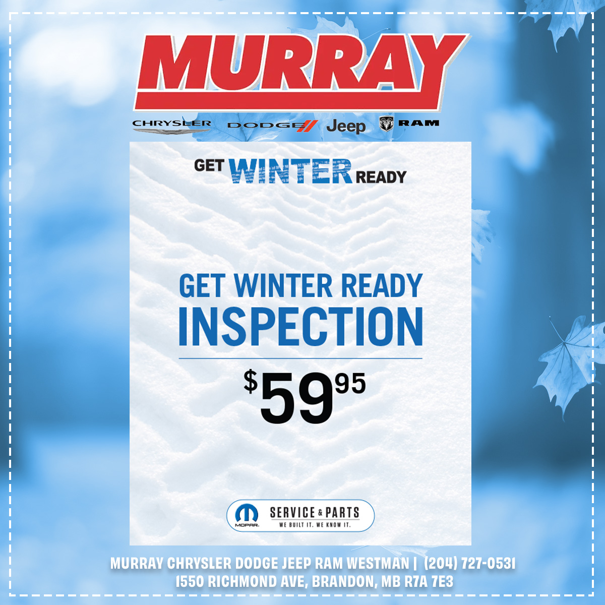 $59.95 winter inspection