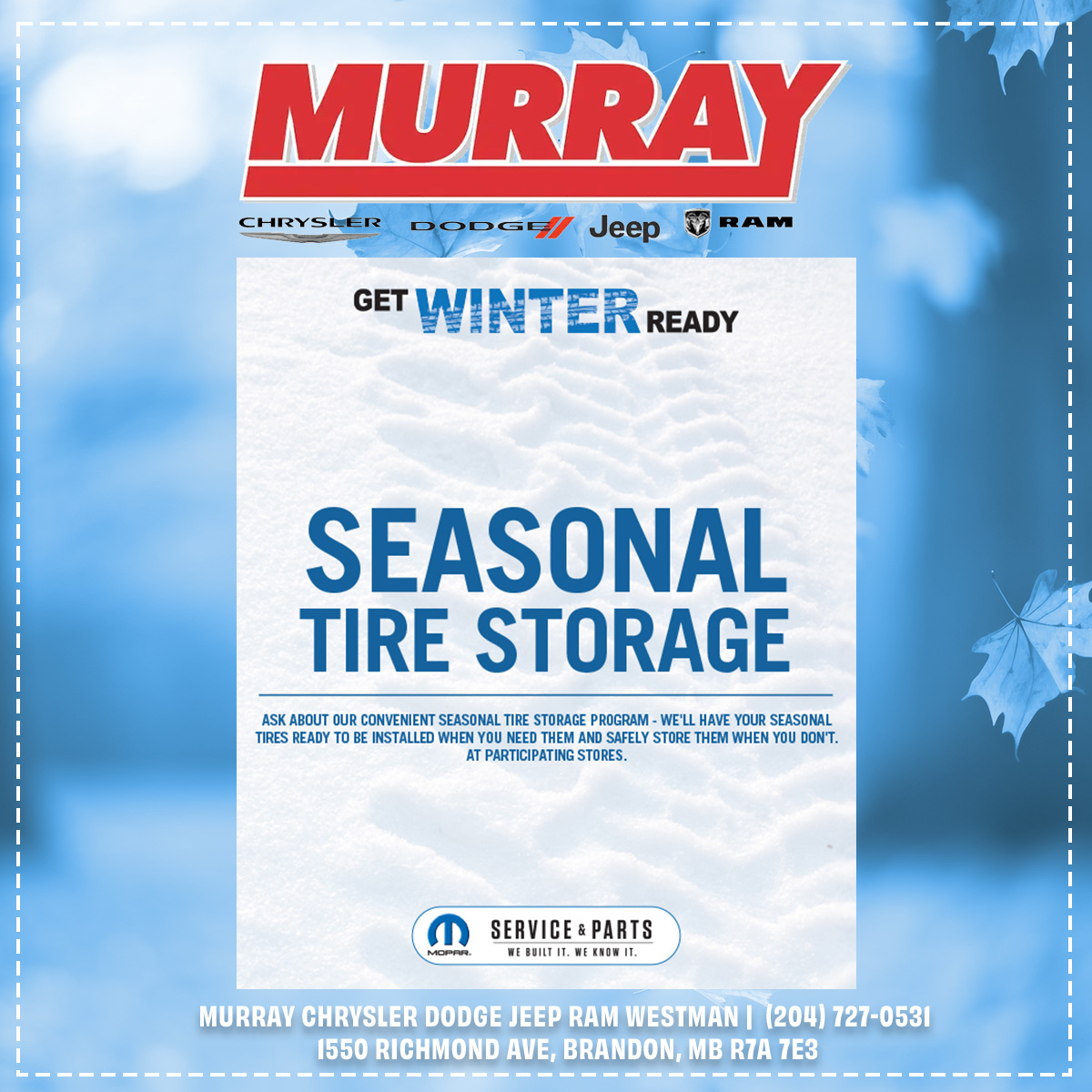 Seasonal tire storage