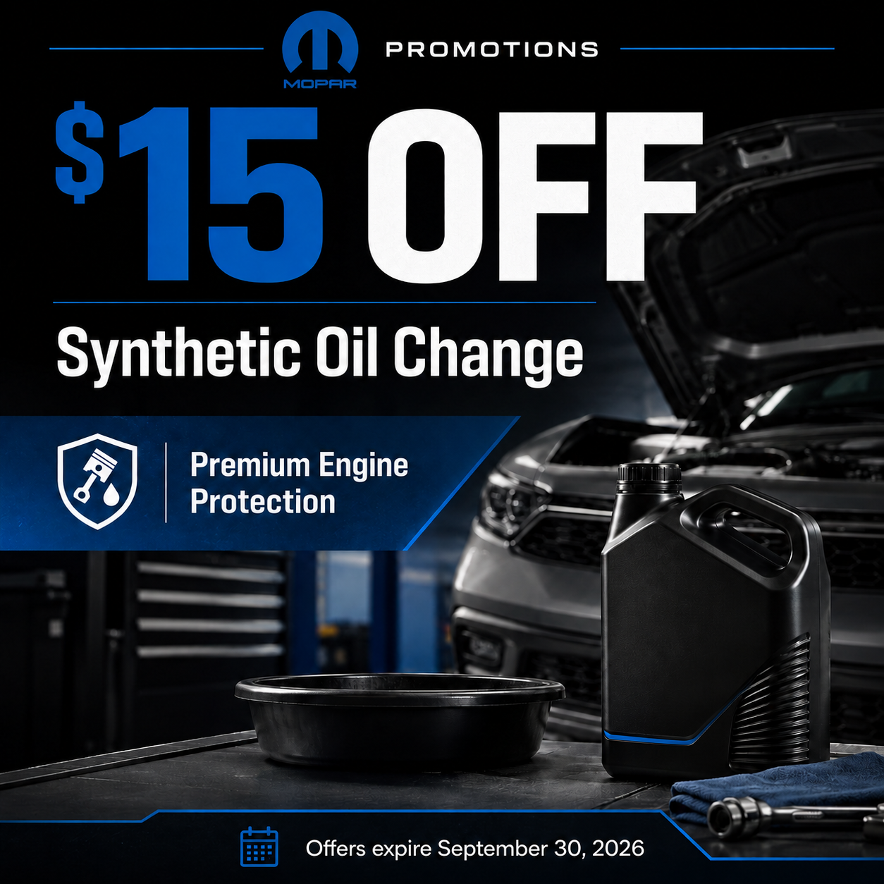 $15 off Synthetic Oil Change