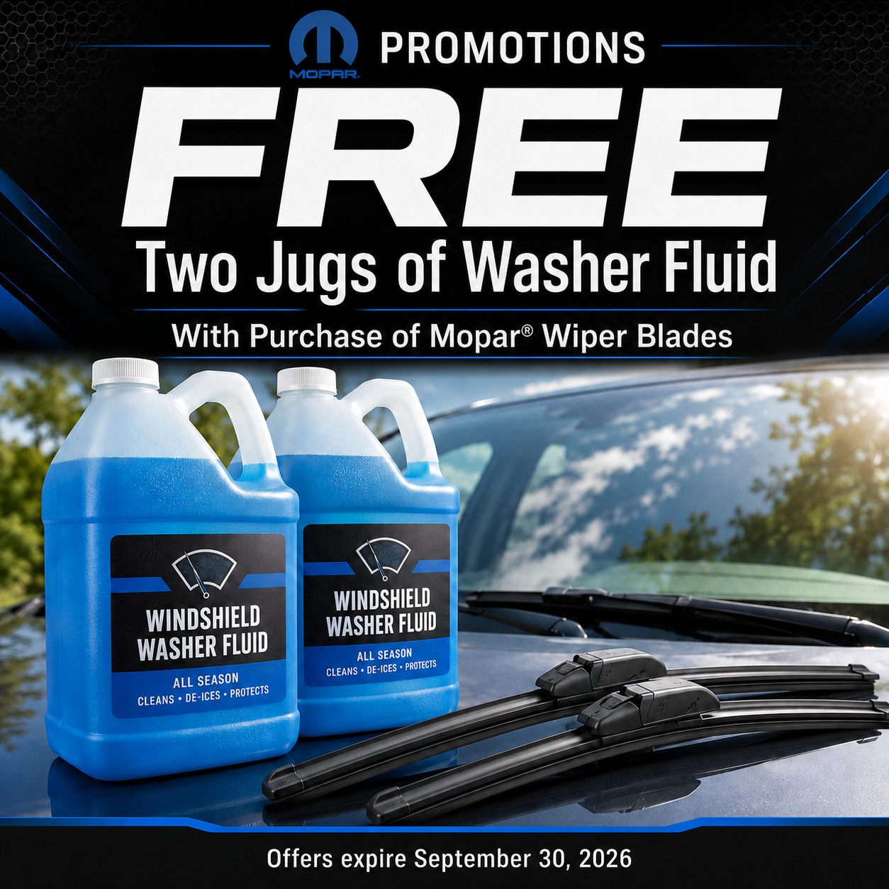 Free Two Jugs of Washer Fluid