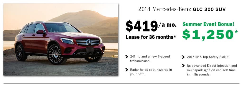 Red mercedes benz car on desert | 2018 Mercedes - Benz GLC 300 SUV, $ 419 Lease for 36 months, a mo. Summer Event Bonus ! $ 1,250 *, 241 hp and a new 9 - speed transmission, Radar helps spot hazards in your path, 2017 Top Safety Pick, Its advanced Direct Injection and multispark ignition can self - tune in milliseconds.