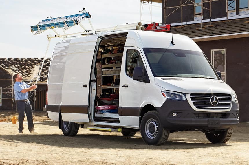 van with open side door