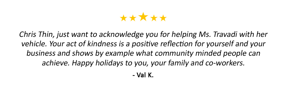 5 star review from Val about our used car dealership in Calgary AB