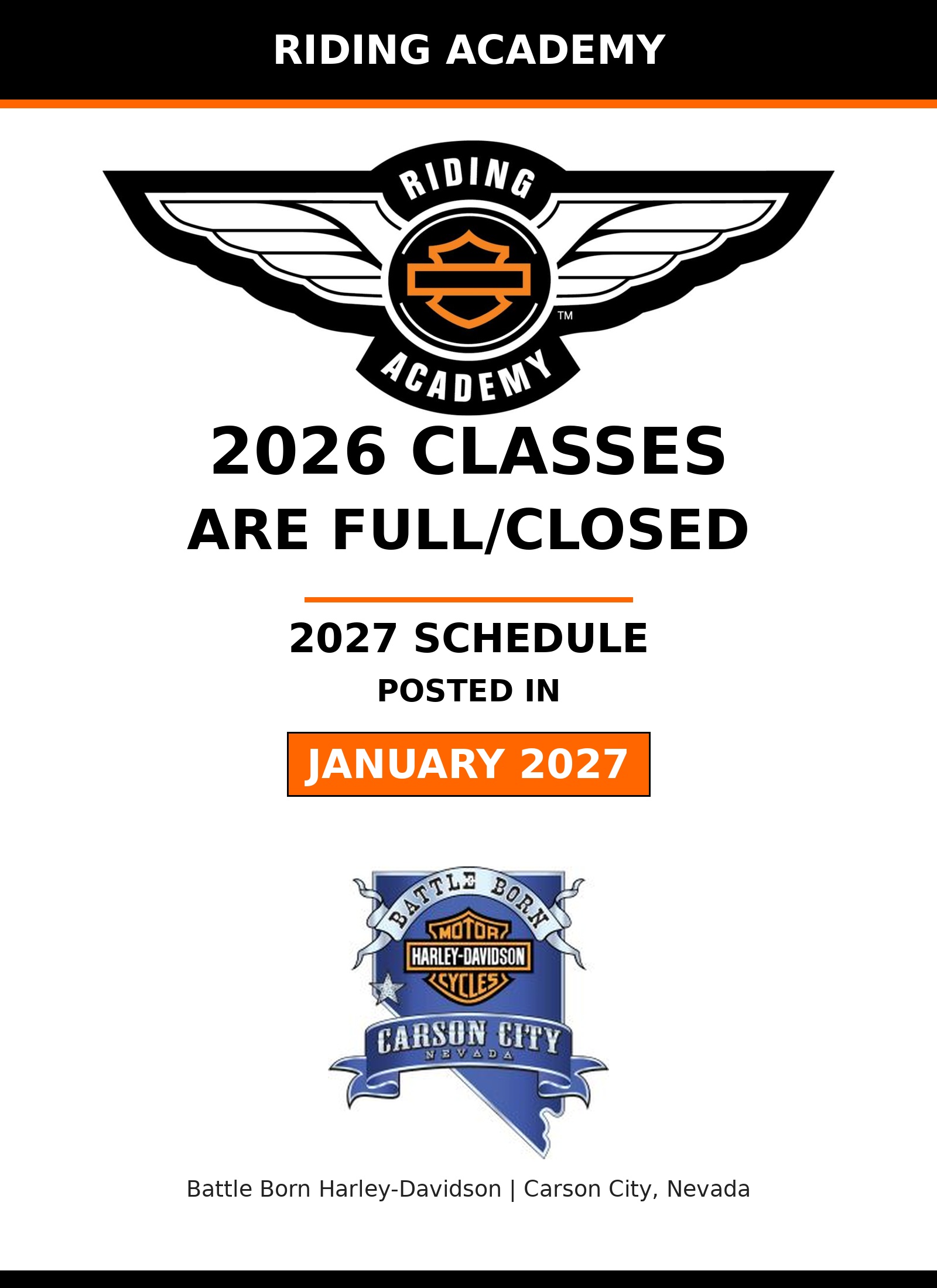 2026 Harley Davidson riding academy schedule