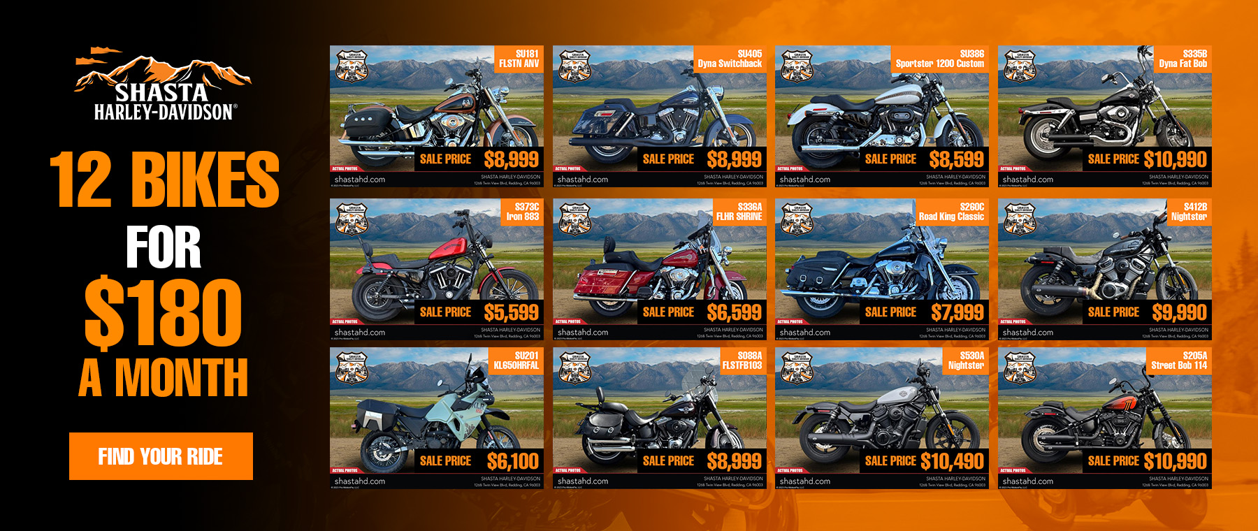 12 bikes for $180 a month