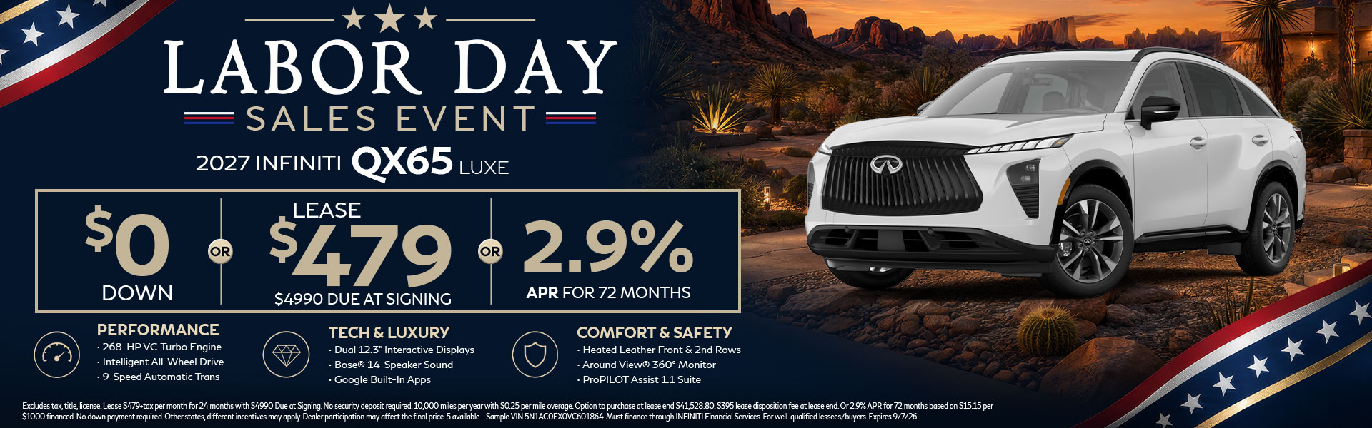 Lease the all-new 2027 INFINITI QX65 LUXE for $459 per month. Enjoy bold coupe-inspired styling, premium technology, and luxury performance at INFINITI of Las Vegas.