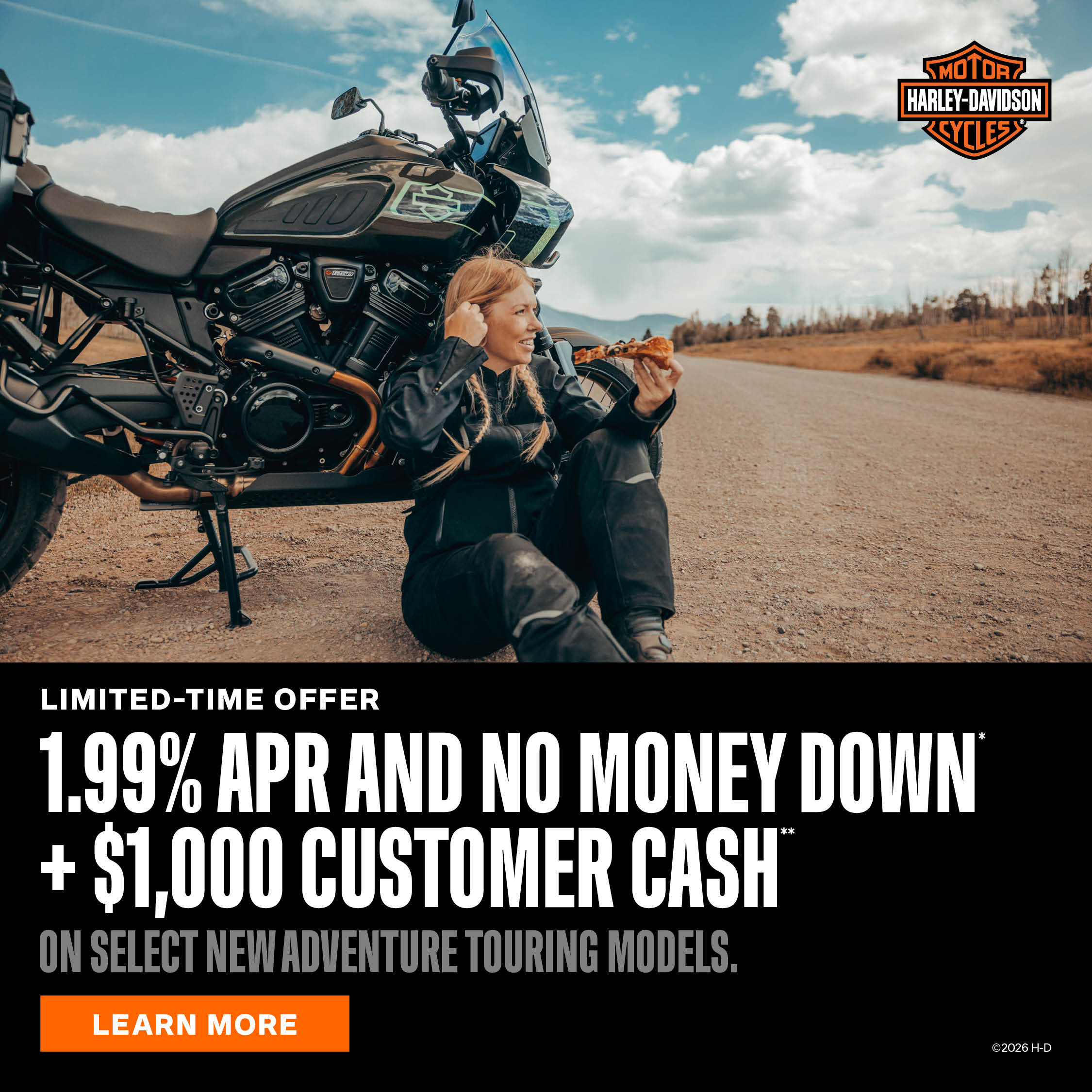 LIMITED-TIME OFFER 1.99% APR & NO MONEY DOWN + $1,000 CUSTOMER CASH