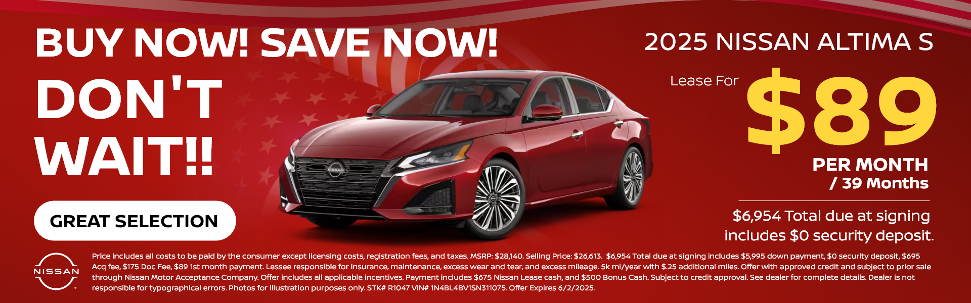 2025 Nissan Altima Lease offer