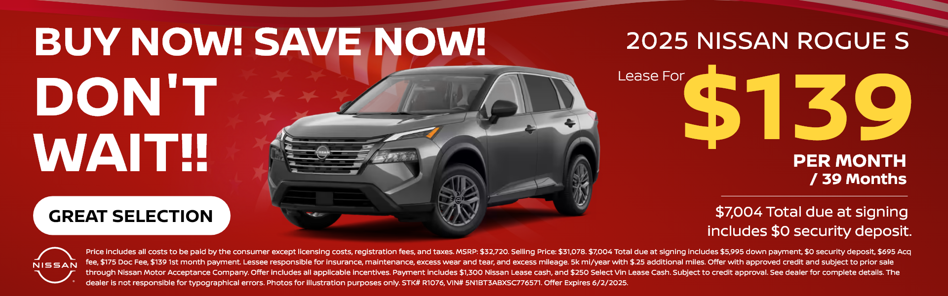 2025 Nissan Rogue Lease offer