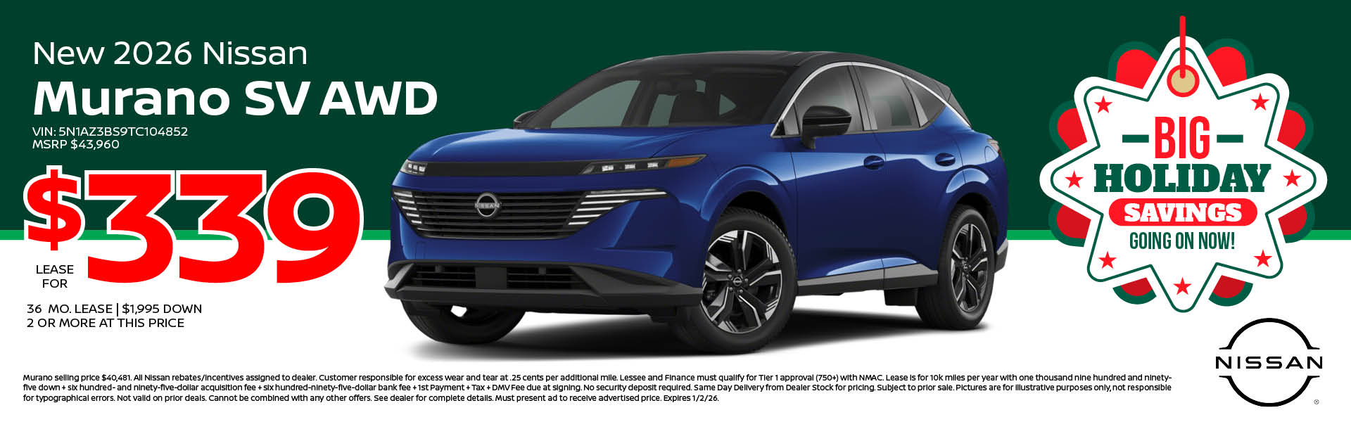 2026 Nissan Murano Lease offer