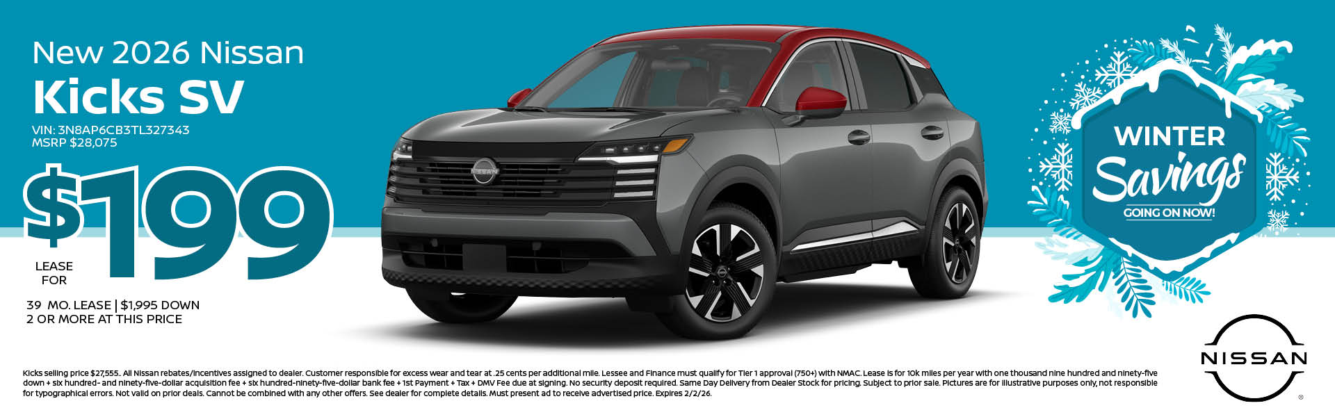 2026 Nissan Kicks Lease offer