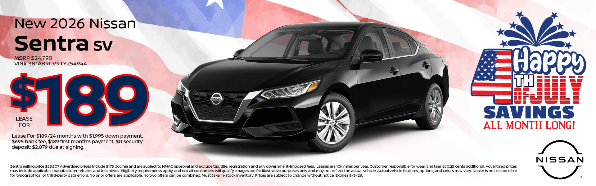 New 2026 Nissan Sentra Lease offer