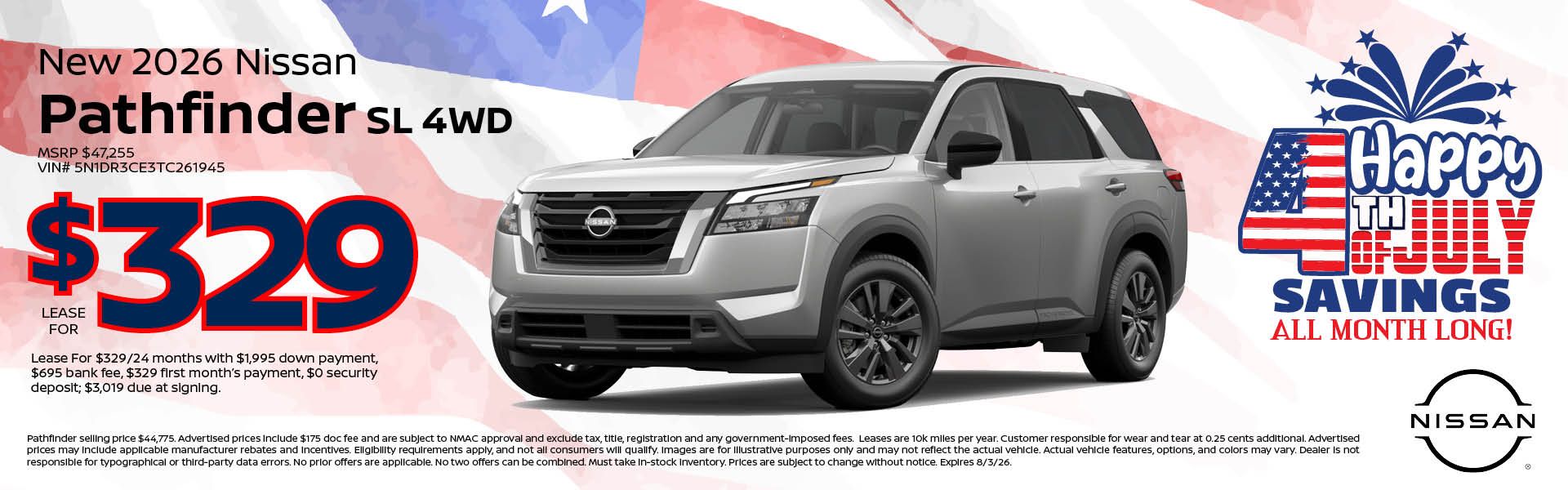 New 2026 Nissan Pathfinder Lease offer