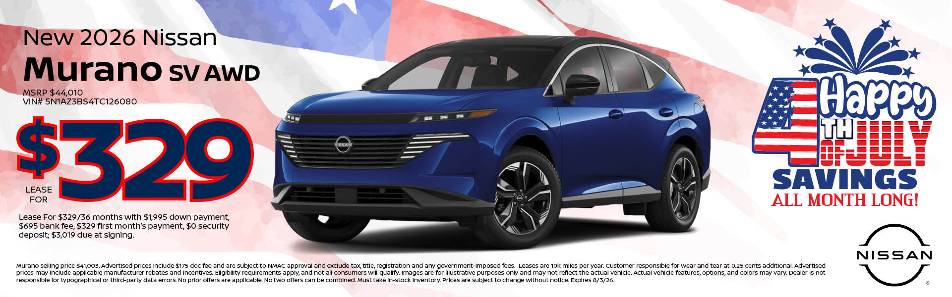 New 2026 Nissan Murano Lease offer
