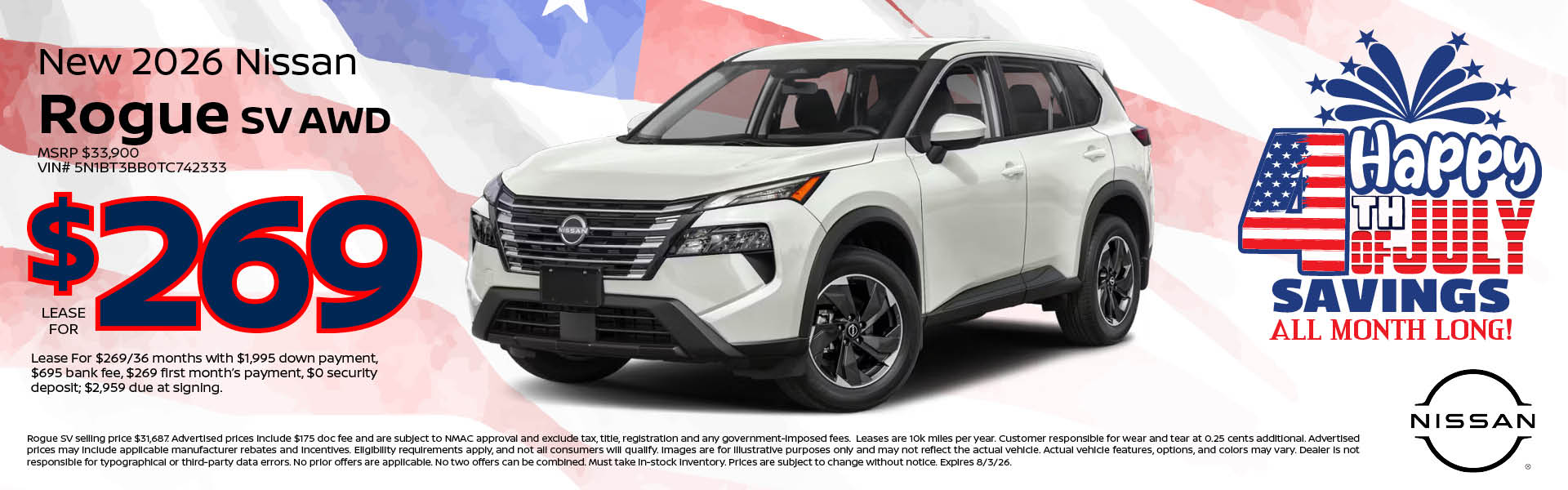New 2026 Nissan Rogue Lease offer